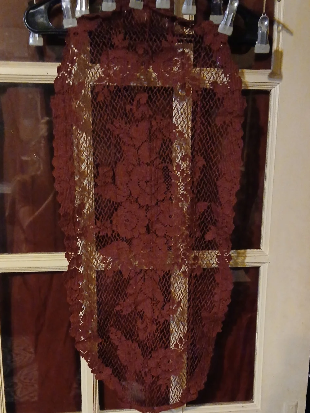 Lace Table Runner in Burgundy - Home Accents
